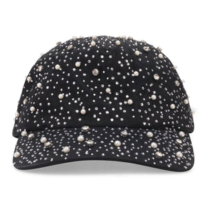 BLACK PEARL & RHINESTONE BASEBALL CAP