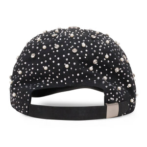 BLACK PEARL & RHINESTONE BASEBALL CAP