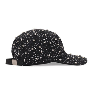 BLACK PEARL & RHINESTONE BASEBALL CAP