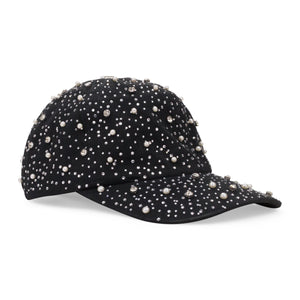 BLACK PEARL & RHINESTONE BASEBALL CAP